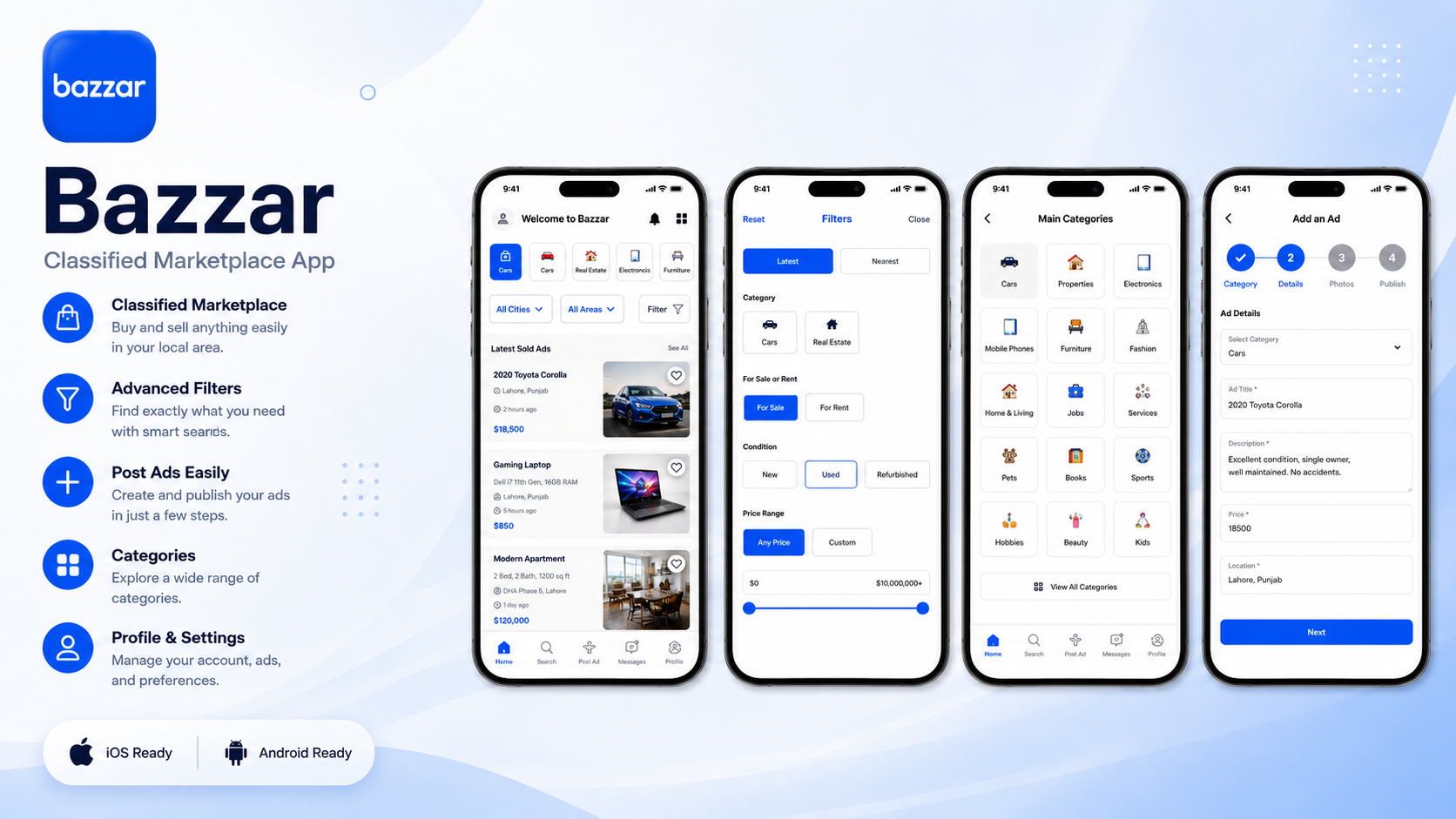 Bazaar overview screens