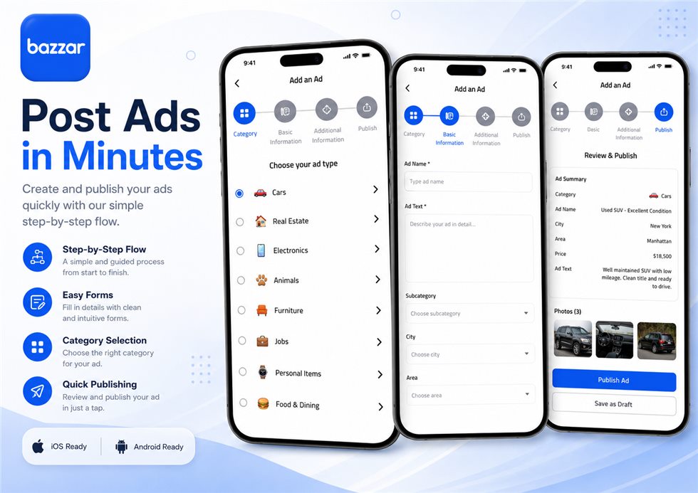 Bazaar post ads screens