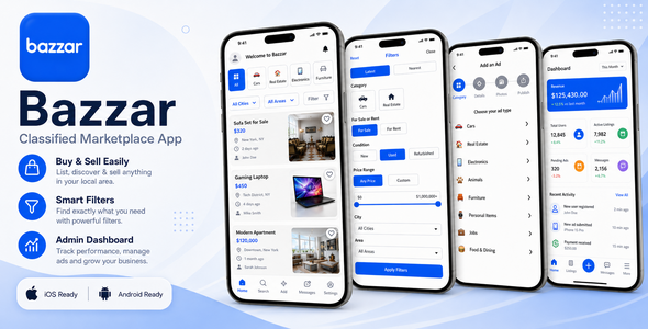 Bazaar application screens preview